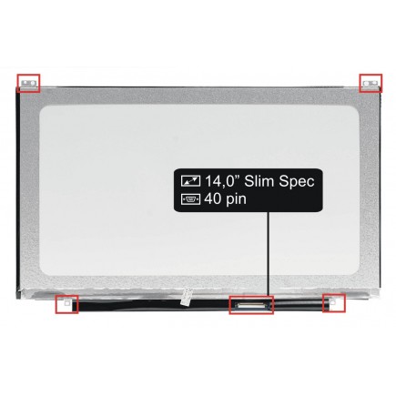 Laptop Bildschirm Slim Spec LCD Display 14“ 40Pin HD LED SlimTB - Glänzend