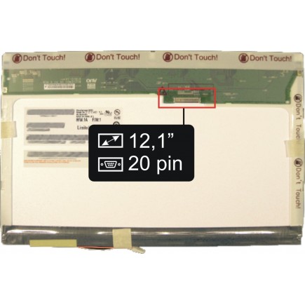 Laptop Bildschirm AUO B121EW03 v3 V6 V8 Kompatibilní LCD Display 12,1“ 20pin WXGA CCFL - Matt