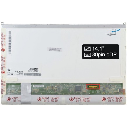 Laptop Bildschirm Samsung LTN141BT10-001 LCD Display 14,1" LED 30pin eDP - Glänzend