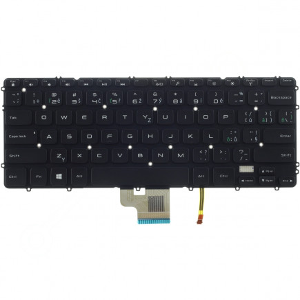 Dell Precision M3800 Laptop Tastatur, ohne Rahmen, schwarz CZ/SK, mit Hintergrundbeleuchtung