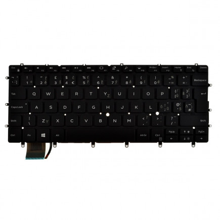 Dell XPS 13 9380 Laptop Tastatur, ohne Rahmen, schwarz CZ/SK, mit Hintergrundbeleuchtung