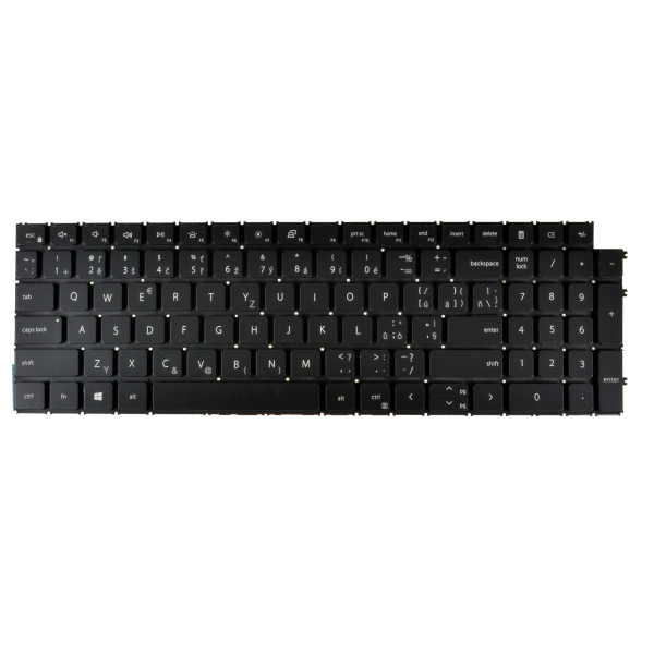 Dell Inspiron 15 3530 Laptop Tastatur, ohne Rahmen, schwarz CZ/SK, mit Hintergrundbeleuchtung